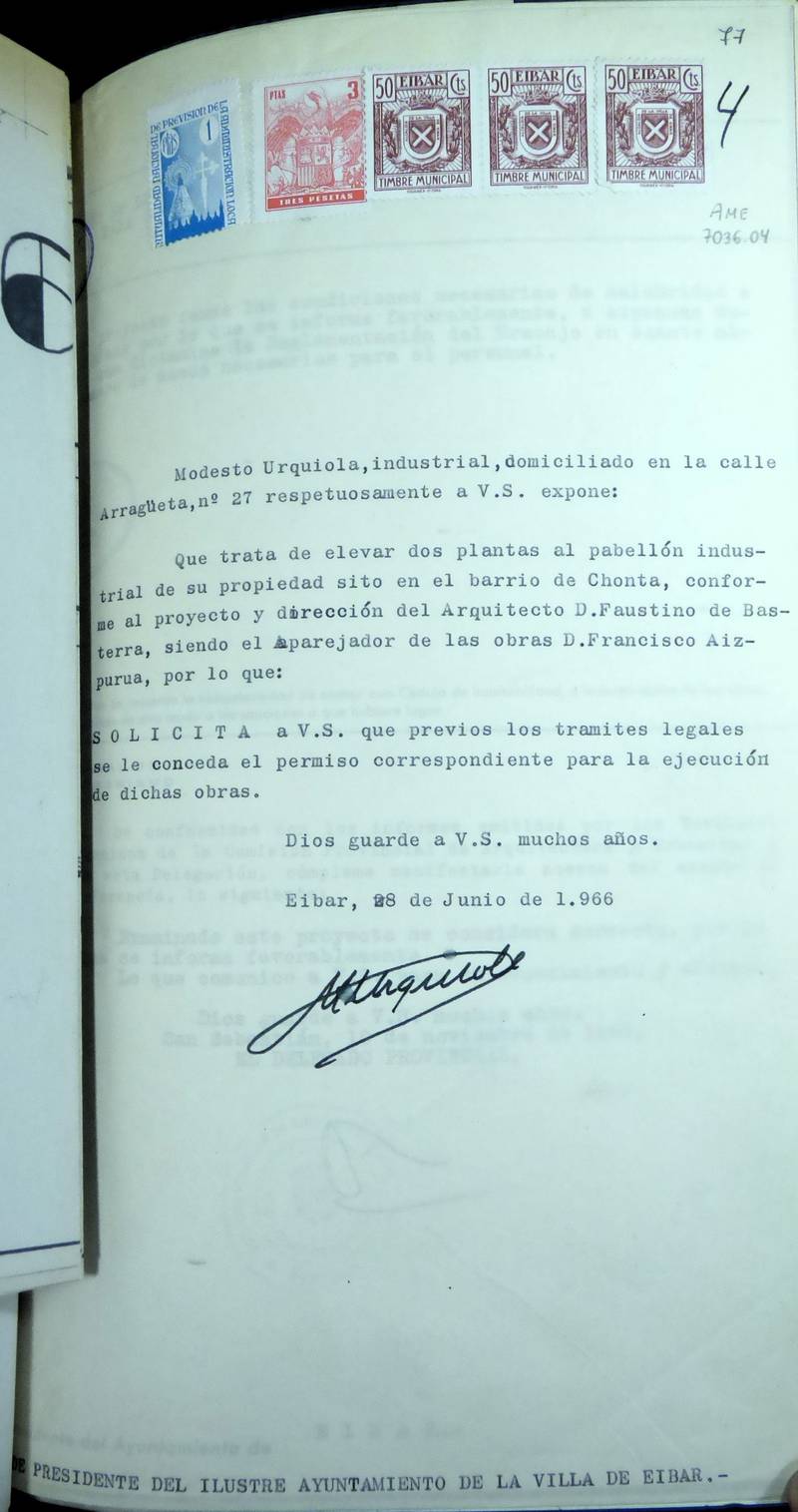 886a09Txonta Modesto Urquiola Signature 7036.04_1966 Elevación no ejecutada 0-Instancia.JPG