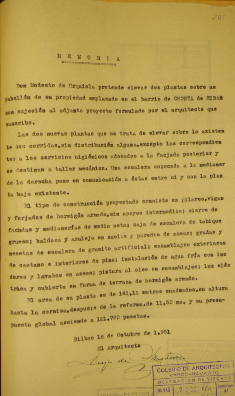 381b09Txonta Modesto Urquiola Signature 6875.25_1951_Elevar dos plantas 1-Memoria.JPG