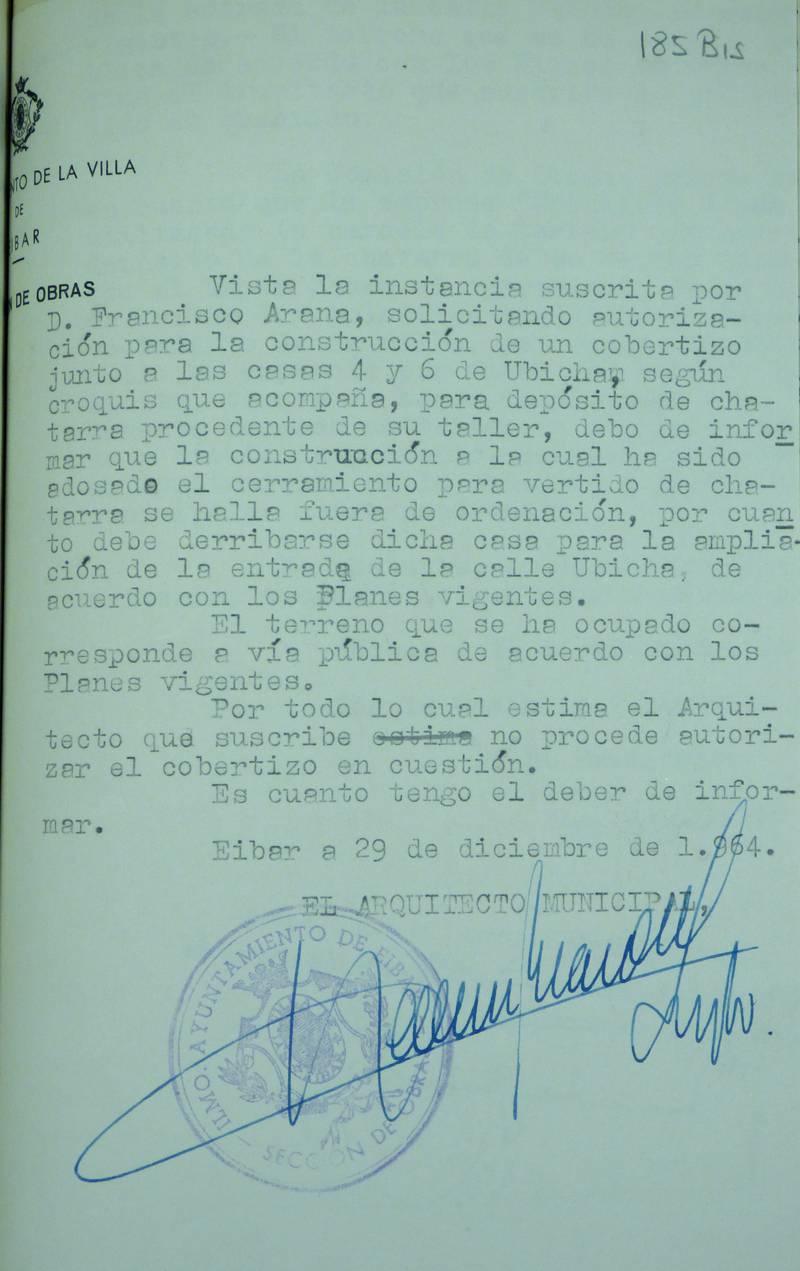 df9310Ubitxa Francisco Arana Signature 6920.10_1965 Francisco Arana_Depósito chatarra 3-Escrito arquitecto.JPG