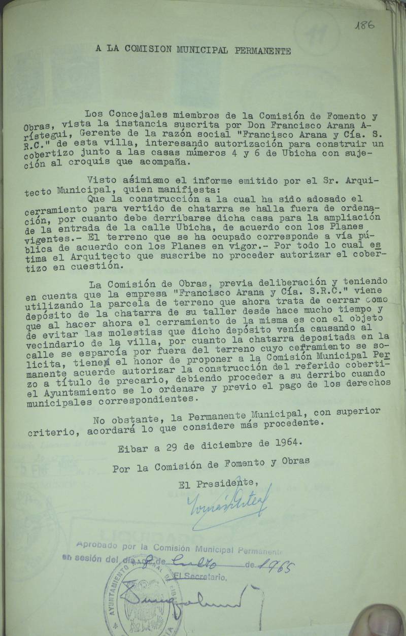 34b610Ubitxa Francisco Arana Signature 6920.10_1965 Francisco Arana_Depósito chatarra 4-Escrito Comisón de Obras.JPG